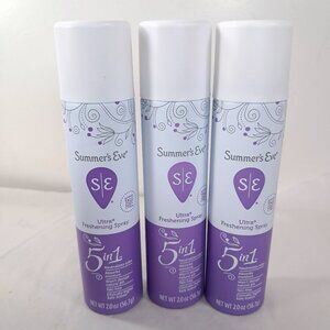 NEW Summer's Eve Freshening Spray Ultra 5 in 1 SET 3 pack Talc Free 2 Oz aerosol